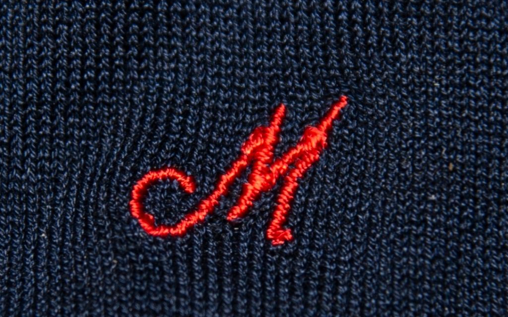 Men's Blue Socks Initials in Cursive - Lisle Stretch - Size 40/45 - 155