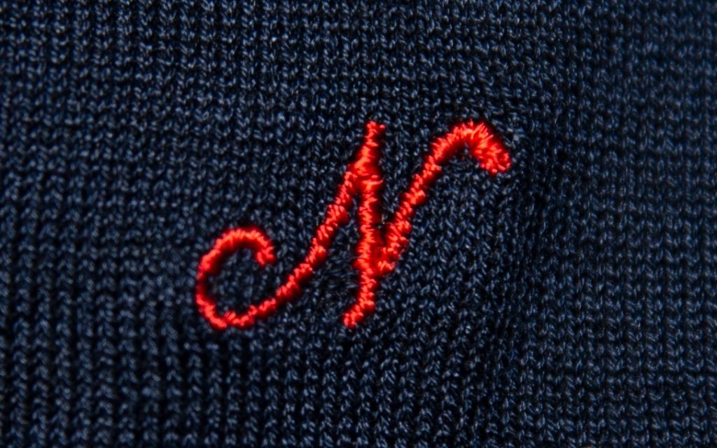 Men's Blue Socks Initials in Cursive - Lisle Stretch - Size 40/45 - 155