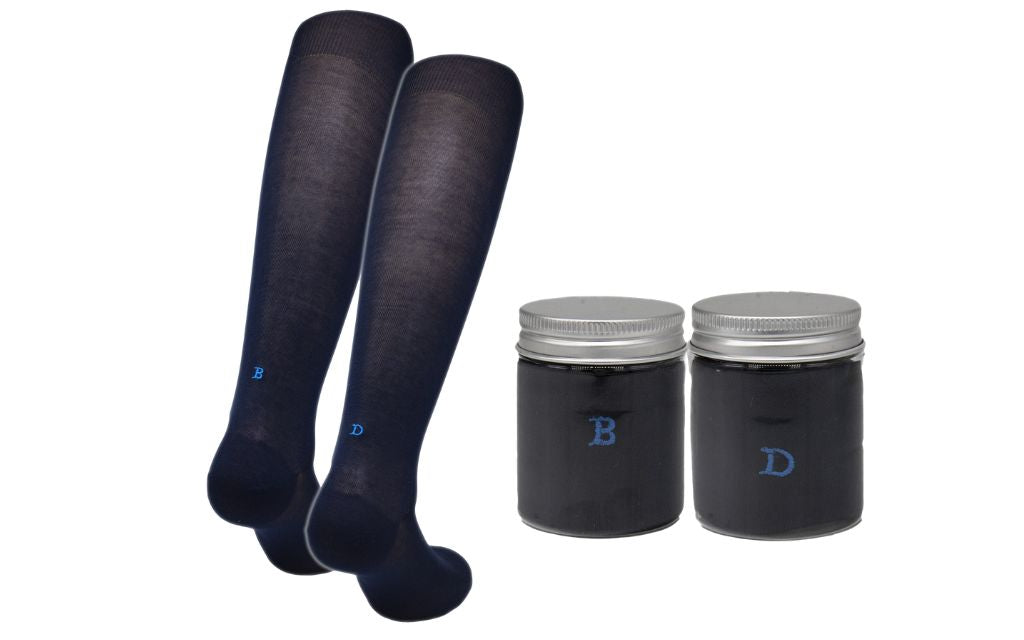 Chaussettes bleues homme initiales royales - Fil d'Écosse stretch - Taille 40/45 - 153