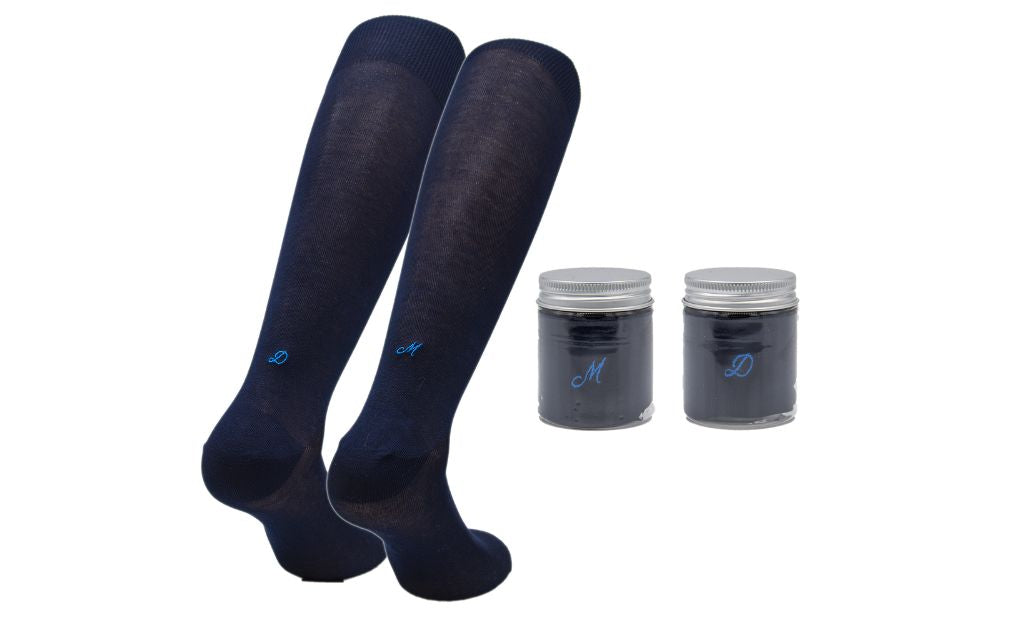 Chaussettes Homme Bleues Initiales en Cursive - Ecosse Stretch - Taille 40/45 - 168