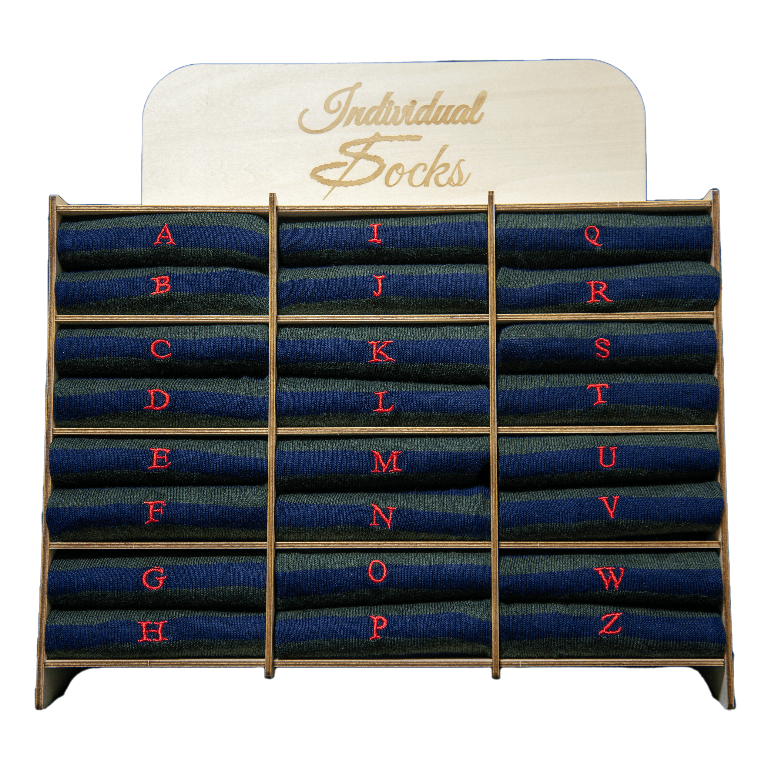 Chaussettes Rayées Homme Bleu Marine - Vert Foncé - Coton Stretch - Taille 40/45 - 202