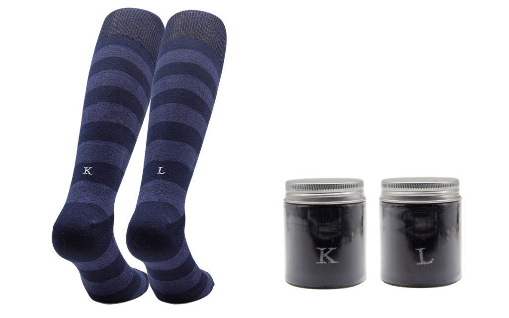 Navy Blue Men's Striped Socks - Mel. Blue - Stretch Cotton - Size 40/45 - 273