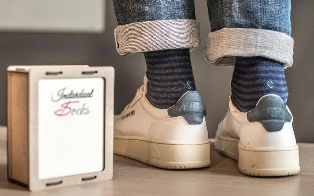 Chaussettes Rayées Homme Bleu Marine - Bleu Mel. - Coton Stretch - Taille 40/45 - 303