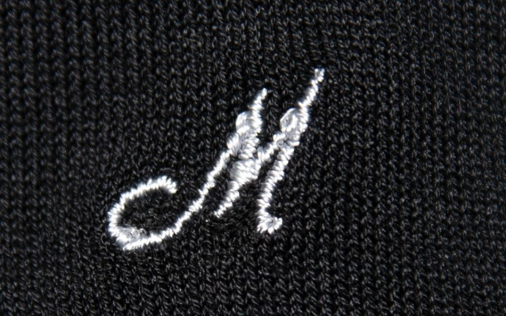 Men's Black Socks Initials in Cursive - Lisle Stretch - Size 40/45 - 169