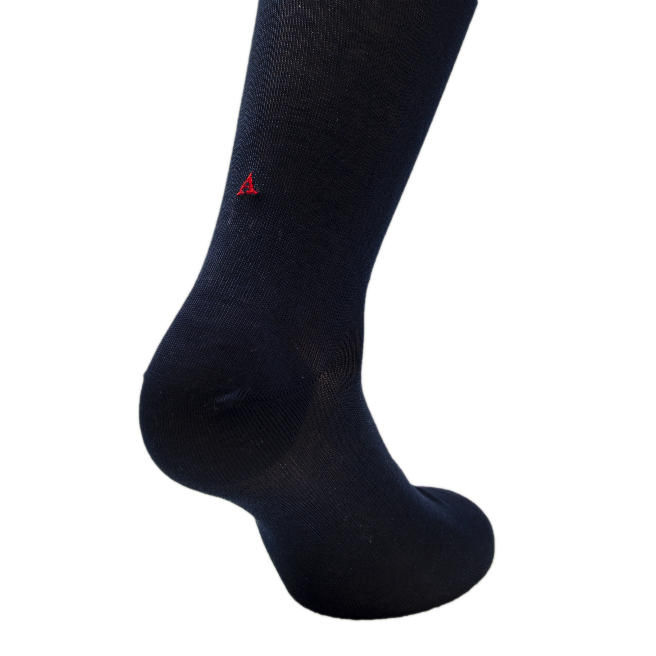 Blue Socks for Men with Red Initials - Stretch Lisle - Size 40/45 - Calf Length 193