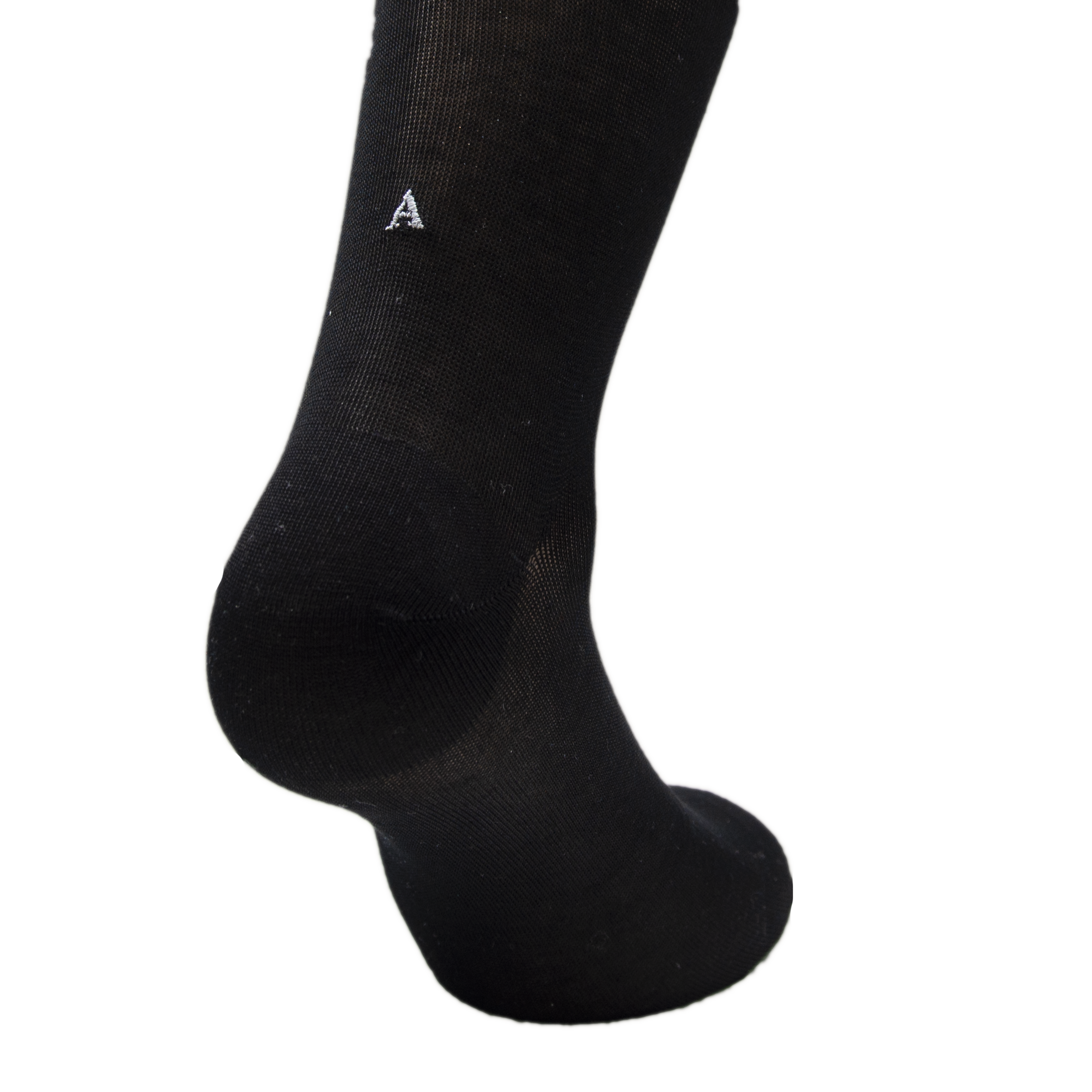 Men's Black Socks with Gray Initials - Stretch Lisle - Size 40/45 - Calf Length 194