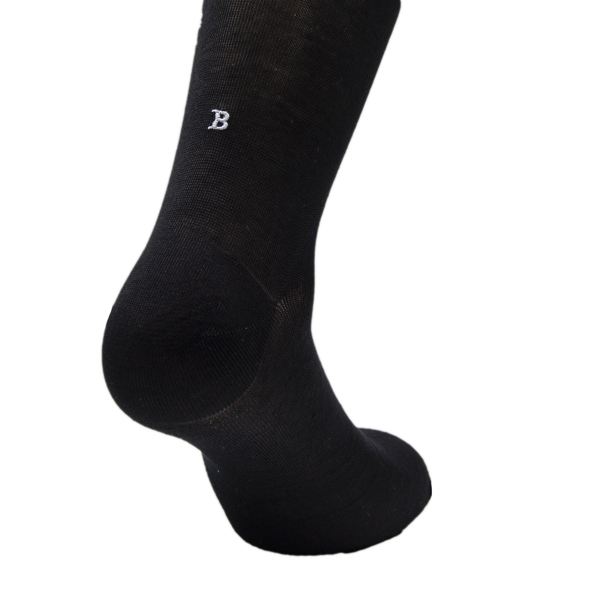 Chaussettes Homme Noires Initiales Grises - Fil d'Ecosse Stretch - Taille 40/45 - Longueur Mollet 194