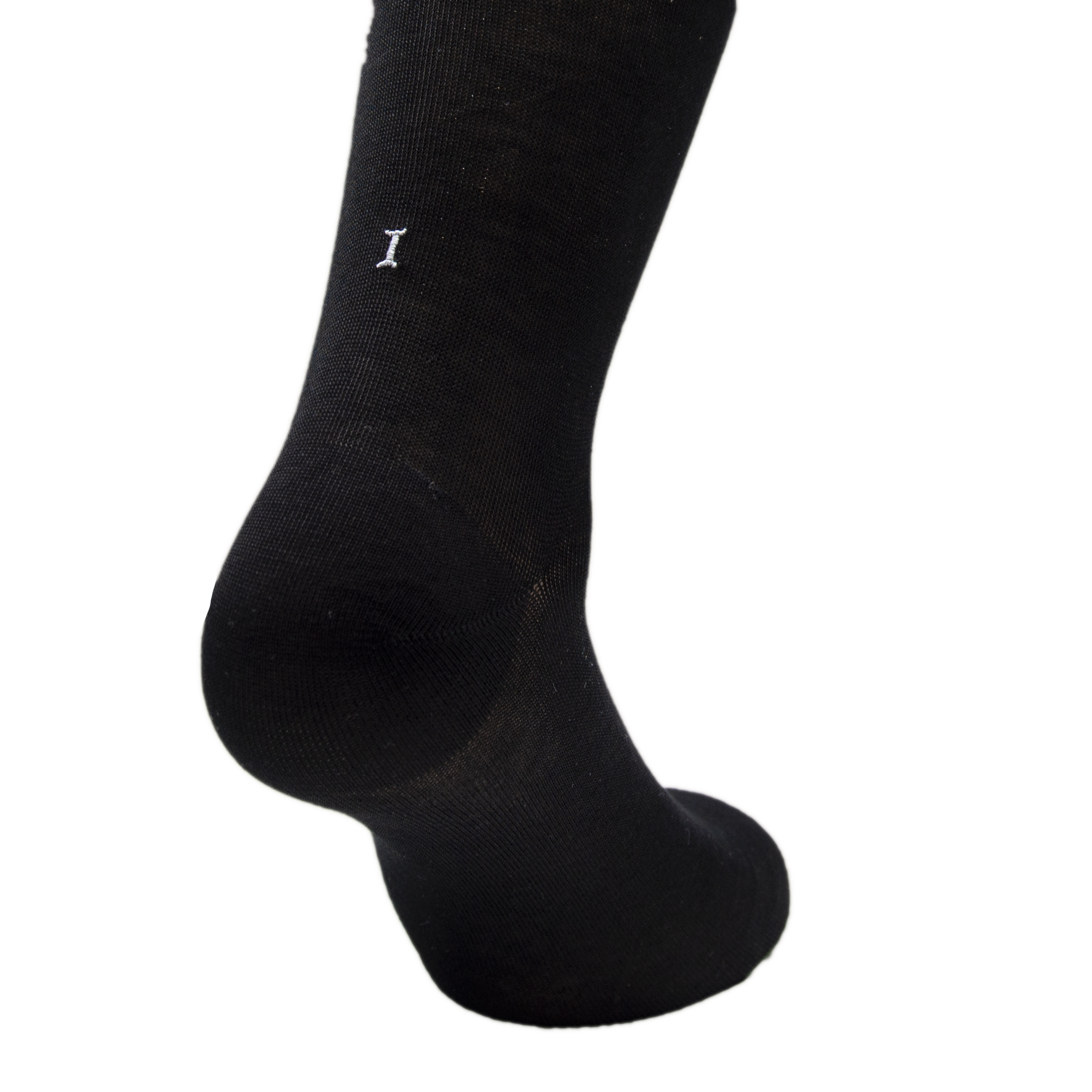 Chaussettes Homme Noires Initiales Grises - Fil d'Ecosse Stretch - Taille 40/45 - Longueur Mollet 194