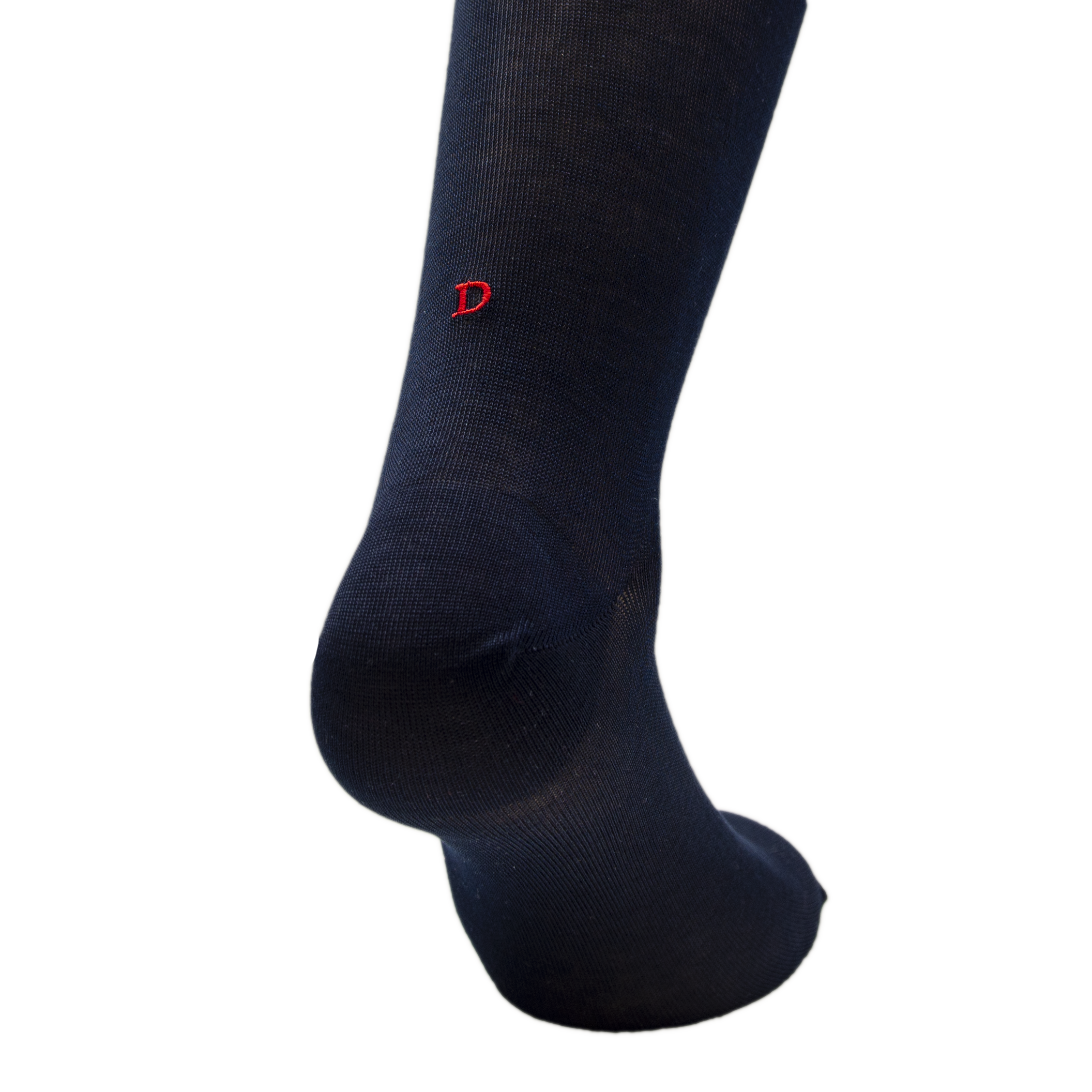 Blue Socks for Men with Red Initials - Stretch Lisle - Size 40/45 - Calf Length 193