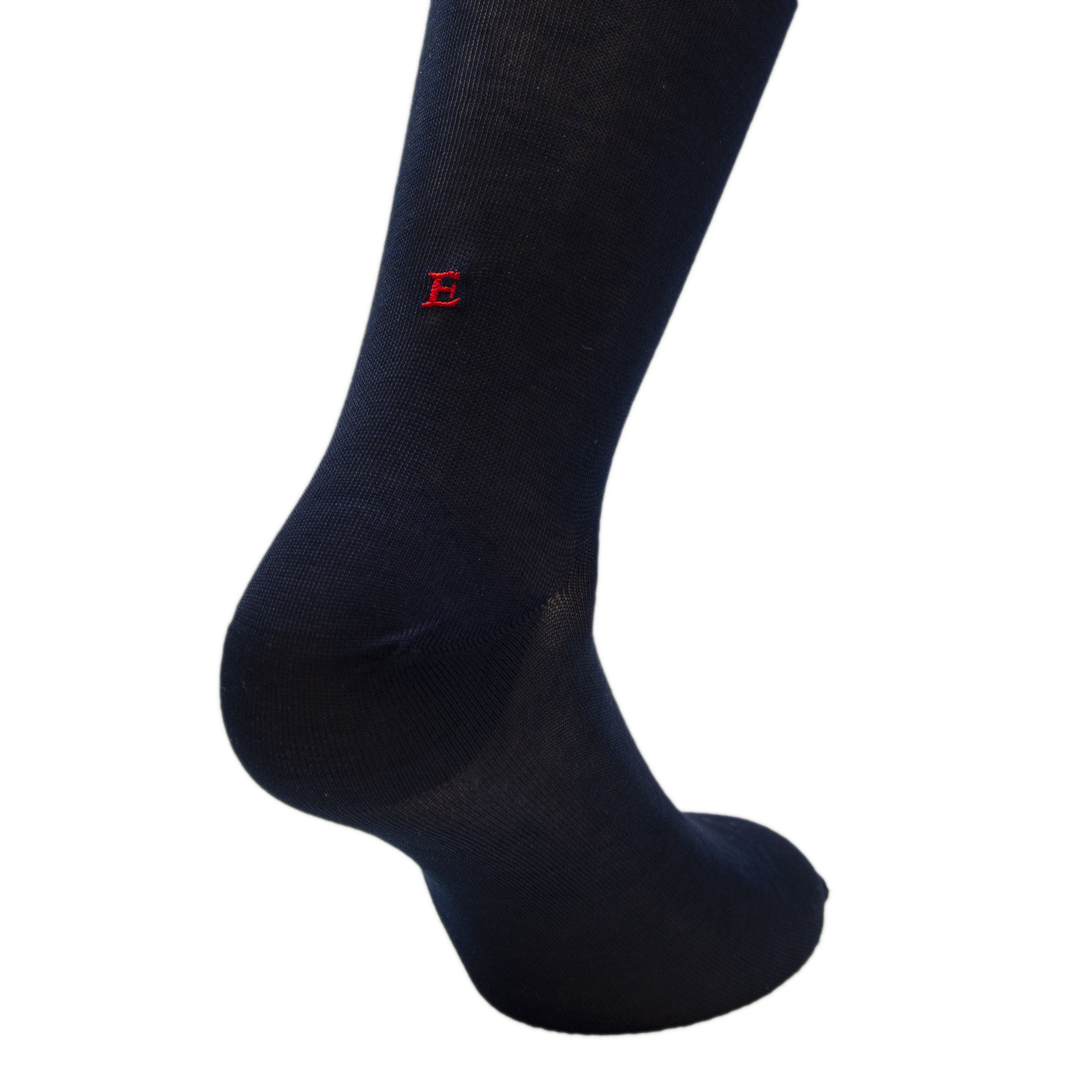 Blue Socks for Men with Red Initials - Stretch Lisle - Size 40/45 - Calf Length 193