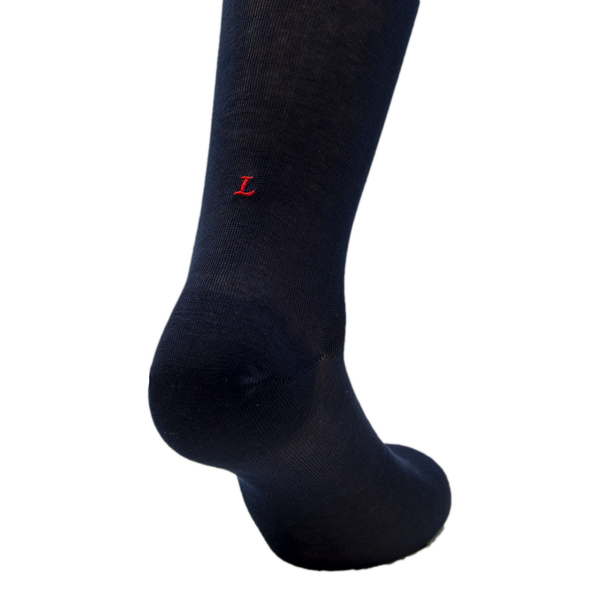 Blue Socks for Men with Red Initials - Stretch Lisle - Size 40/45 - Calf Length 193