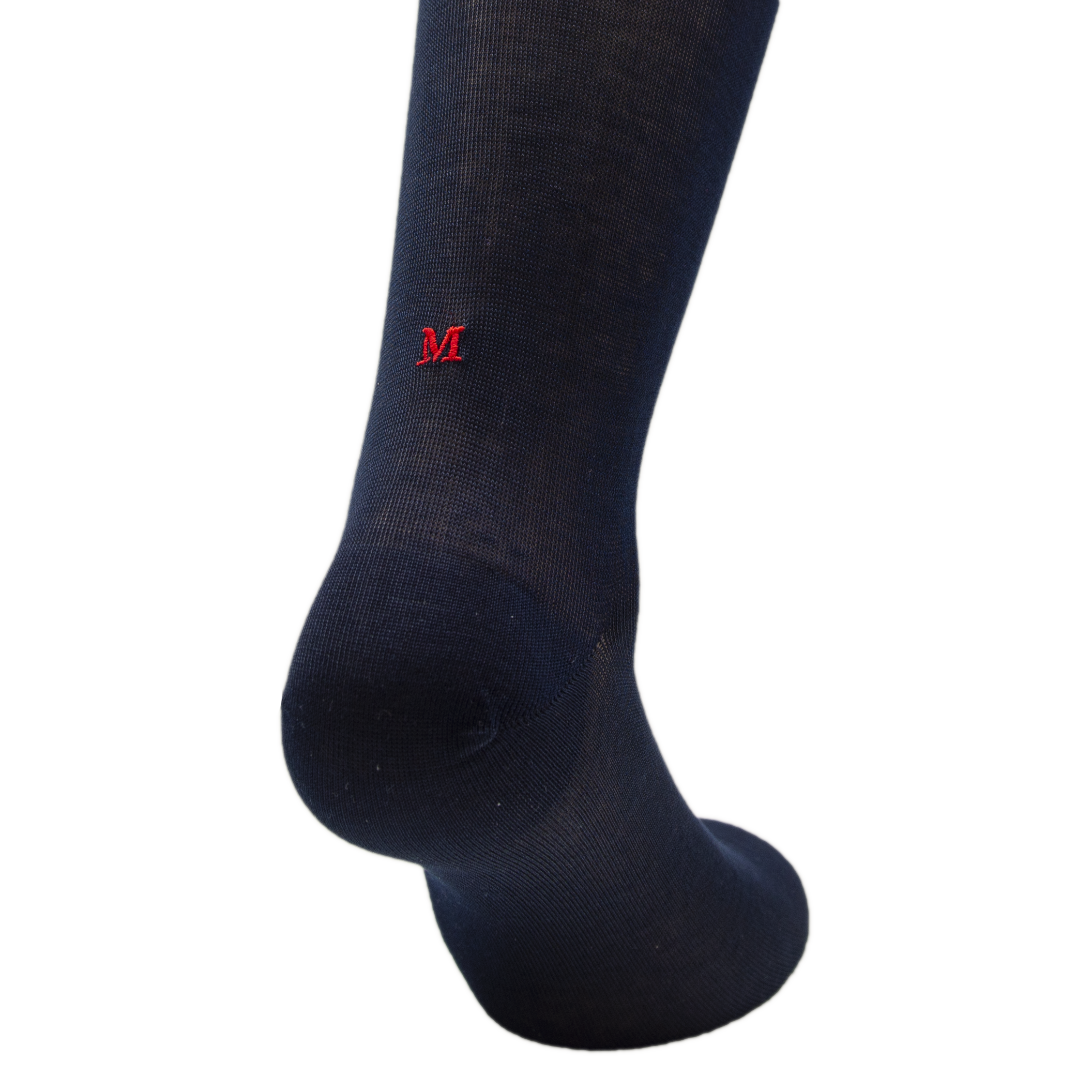 Blue Socks for Men with Red Initials - Stretch Lisle - Size 40/45 - Calf Length 193