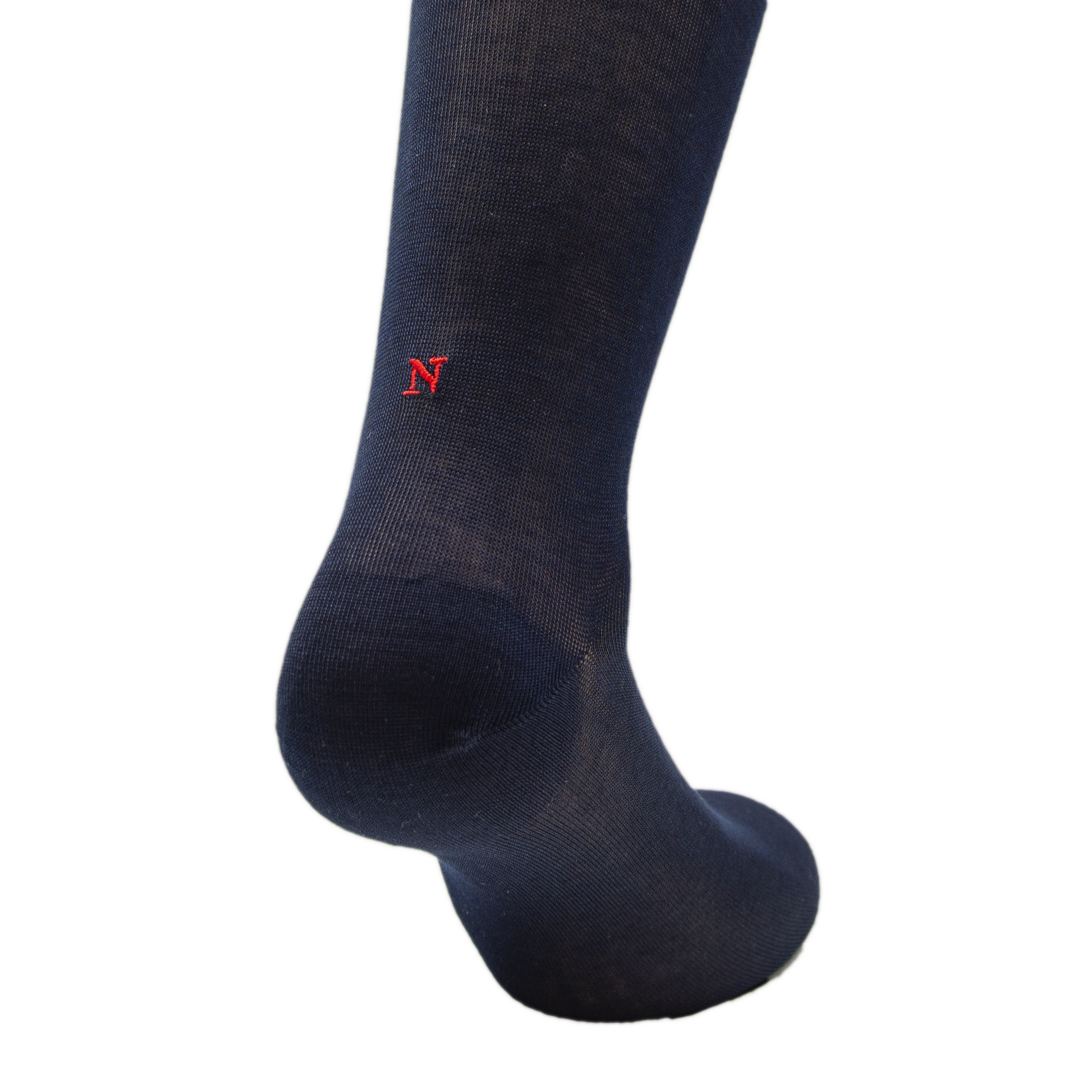 Blue Socks for Men with Red Initials - Stretch Lisle - Size 40/45 - Calf Length 193