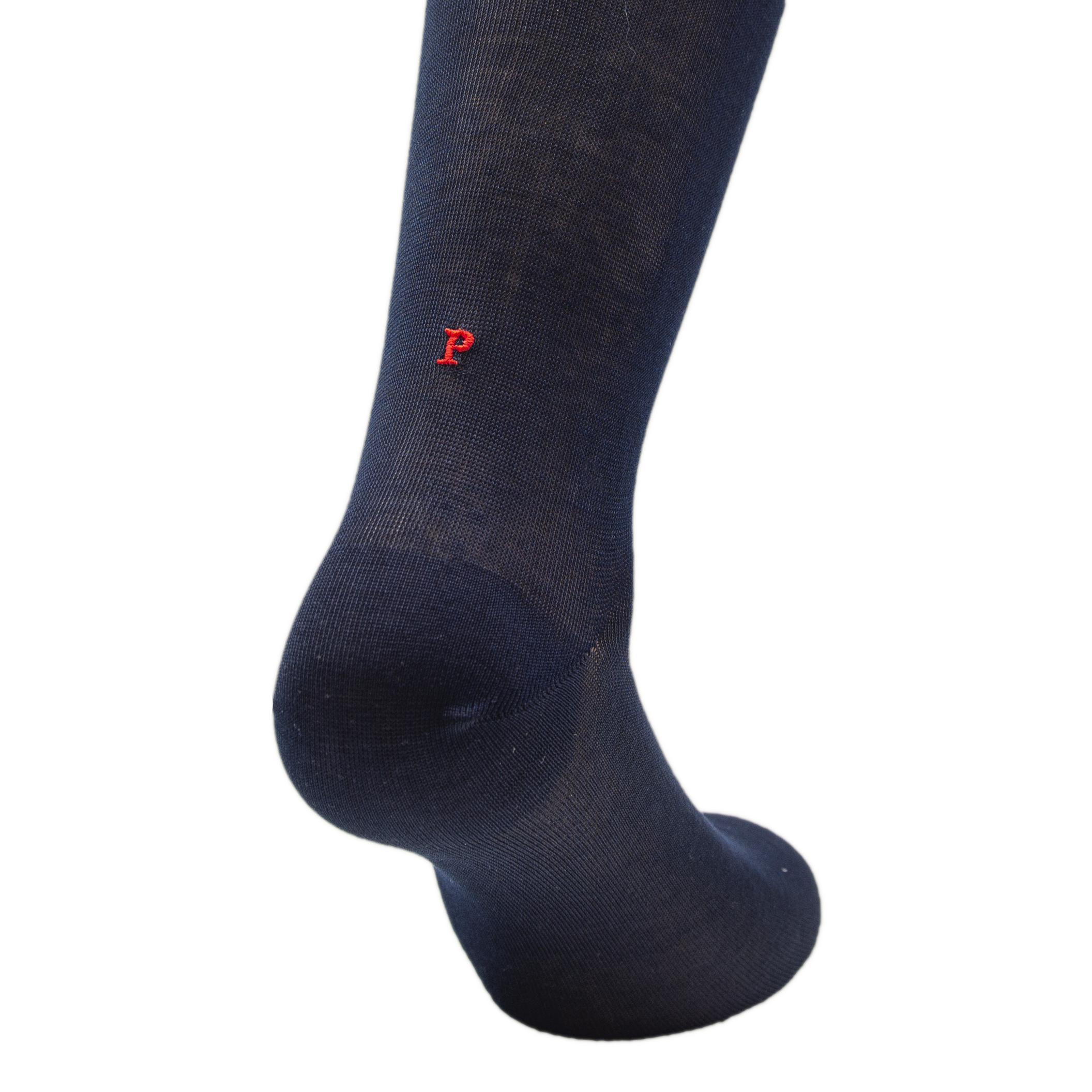 Blue Socks for Men with Red Initials - Stretch Lisle - Size 40/45 - Calf Length 193