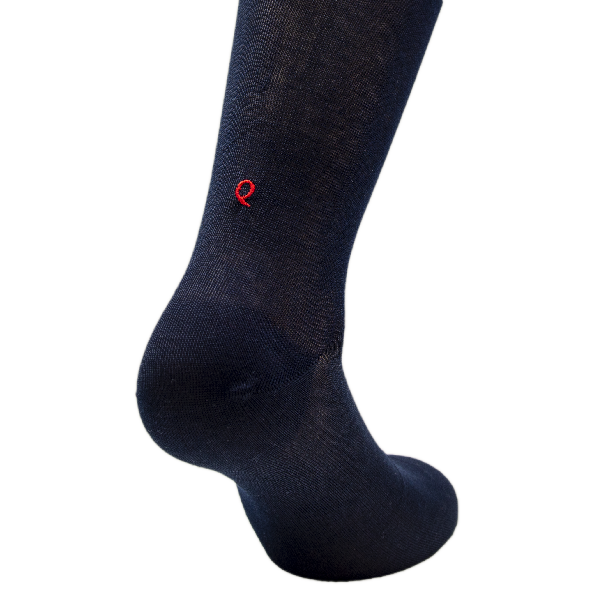 Blue Socks for Men with Red Initials - Stretch Lisle - Size 40/45 - Calf Length 193