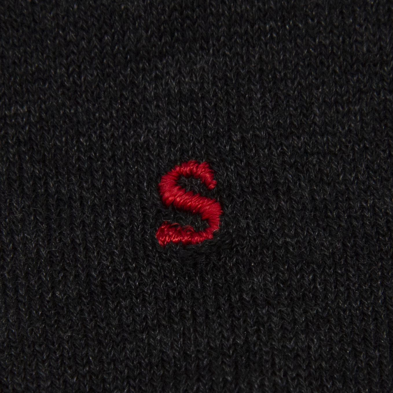 Men's Gray Socks with Red Initials - Stretch Lisle - Size 40/45 - 158