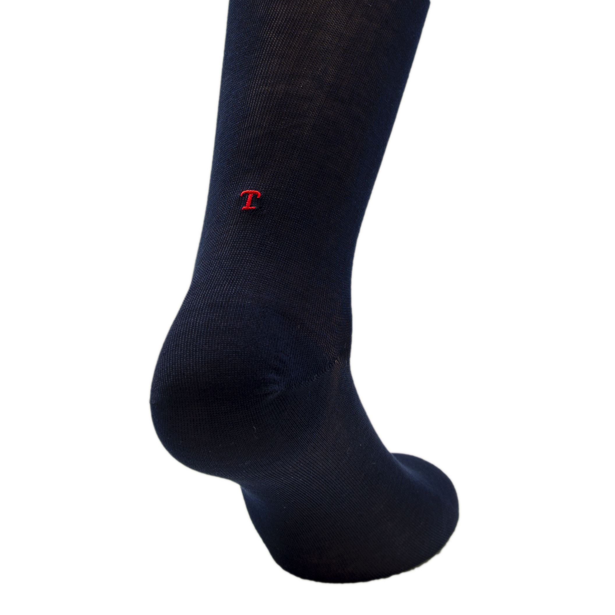 Blue Socks for Men with Red Initials - Stretch Lisle - Size 40/45 - Calf Length 193