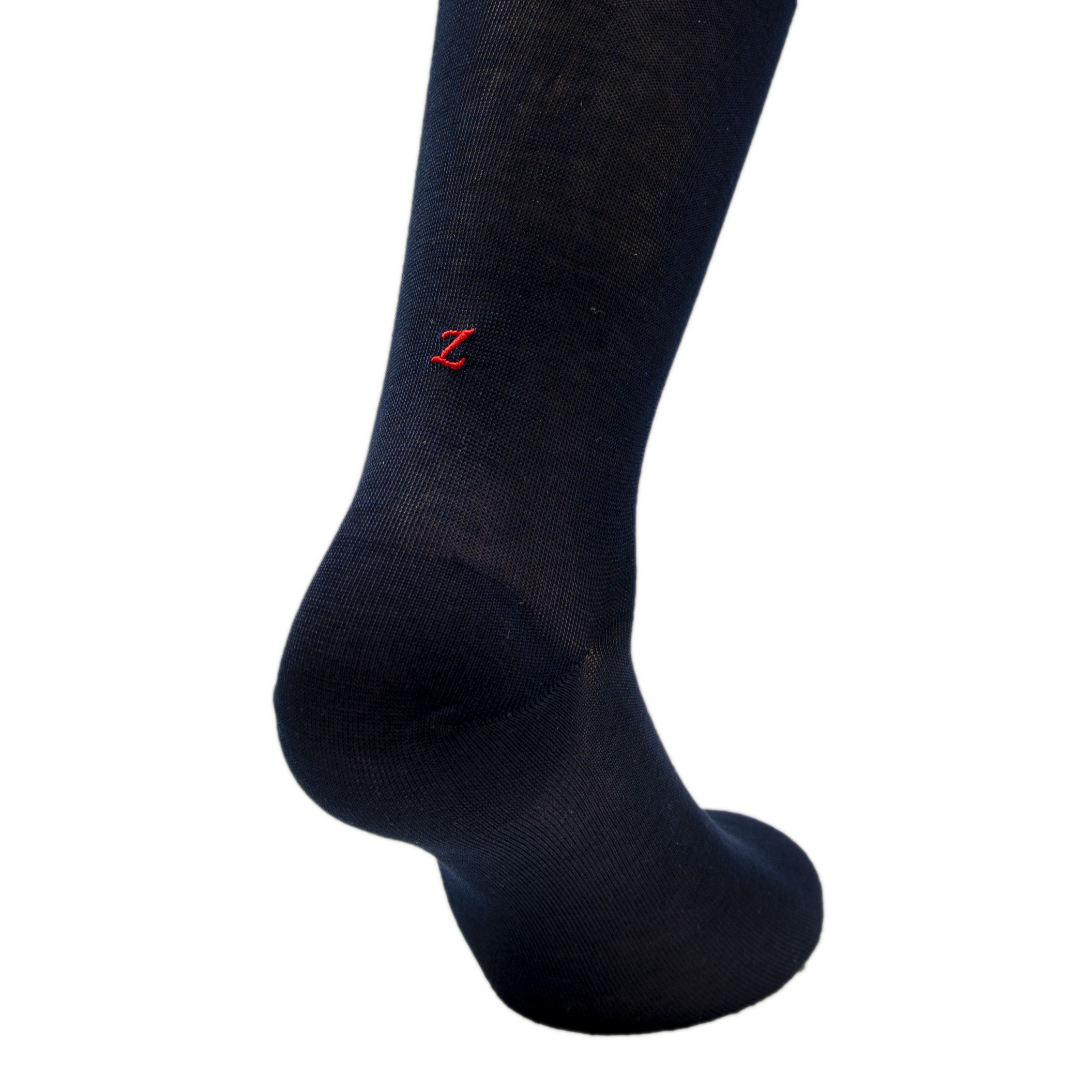 Blue Socks for Men with Red Initials - Stretch Lisle - Size 40/45 - Calf Length 193