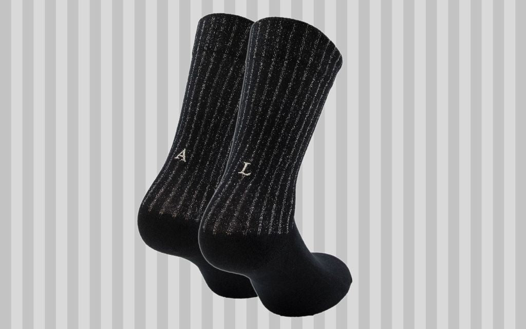 Women's Black Socks Costa lurex silver - Stretch Cotton - Size 36/39 - 675